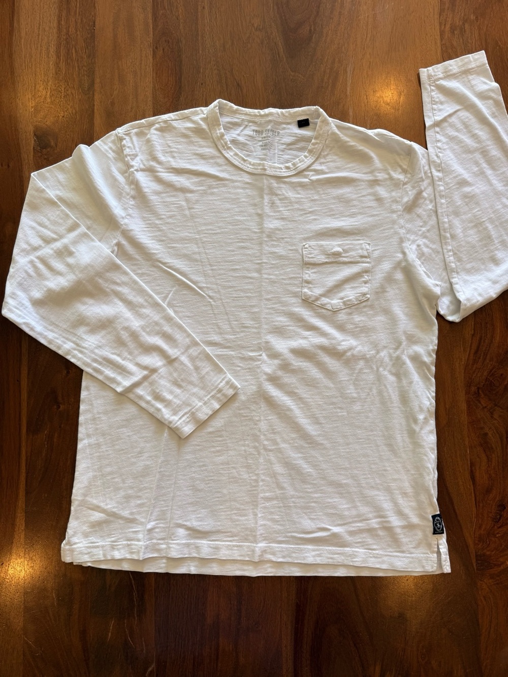 Todd Snyder White Long-Sleeve Crew with Chest Pocket
